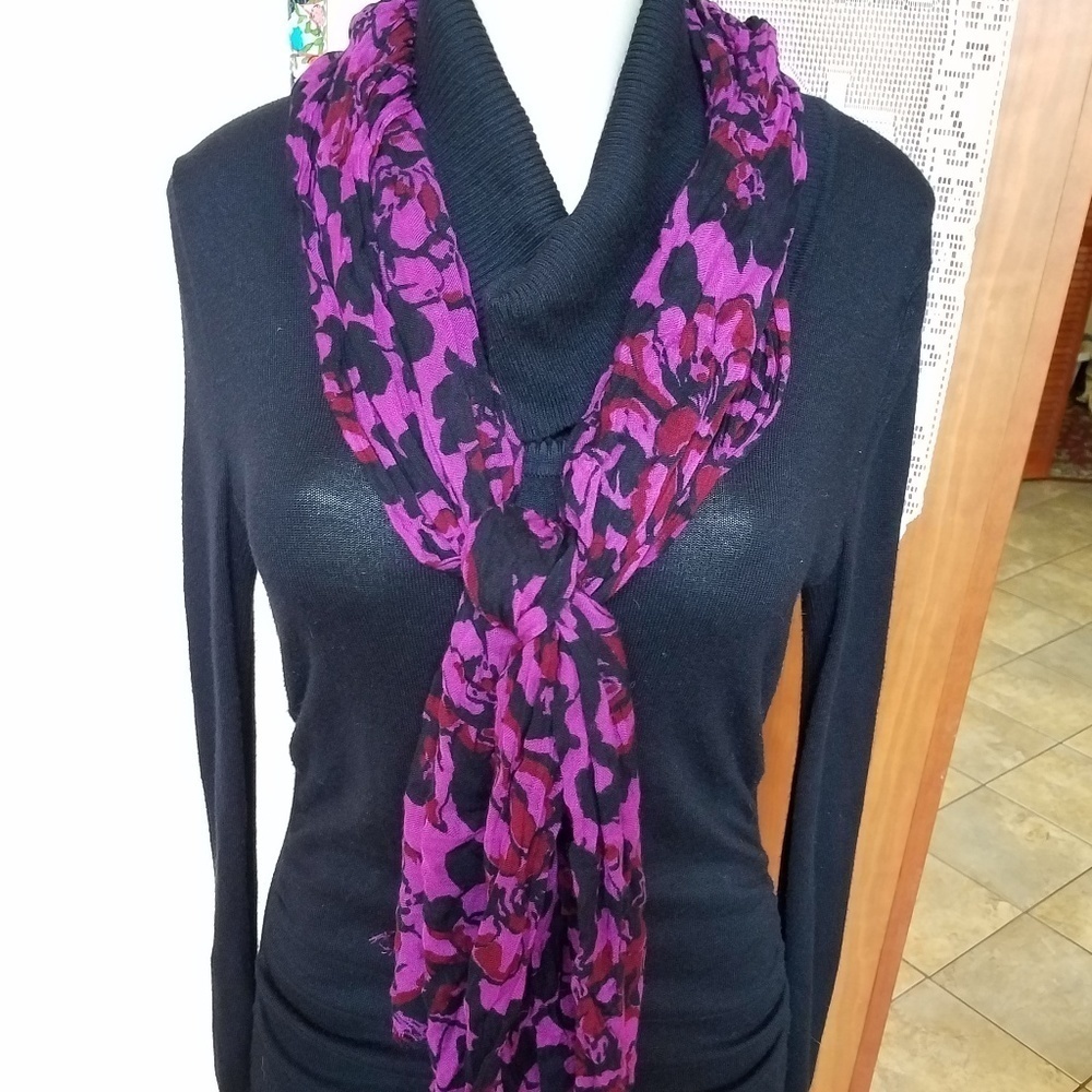 Purple, Black & Red Crinkle Sash/ Scarf